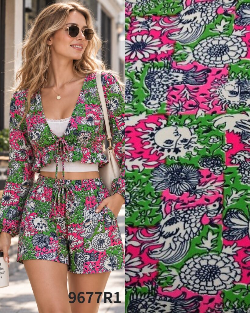 SiTEX Fabric, Printed Interlock Fabric, Polyester Spandex Interlock, 233 GSM Fabric, Stretch Knit Fabric, Printed Knit Fabric, Fashion Apparel Fabric, Floral Print Fabric, Interlock Textile, Apparel Fabric Manufacturer