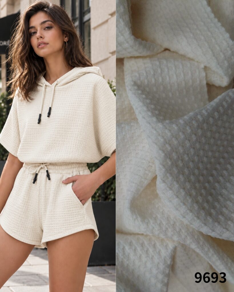 SiTEX Poly Waffle, Waffle Knit Fabric, 150 GSM Fabric, Polyester Waffle Fabric, Lightweight Knit Fabric, Textured Knit Fabric, Loungewear Fabric, Resortwear Fabric, Casualwear Fabric, Apparel Textile